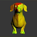 Red Dachshund 3D Model Standing with Detailed Features on Gray Background 3d model