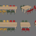 Wooden Children's Table and Chairs Set with Colorful Design and Various Sizes