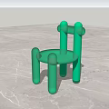 Modern Green Glass Stool With Unique Rounded Tubular Design And Transparent Structure