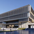 Urban Architectural Complex Featuring Traditional Black Tile Roofs And Modern Glass Curtain Walls