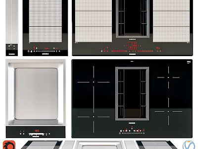 Modern Kitchen Appliances With Black Glass Cooktop And Stainless Steel Panels 3d model