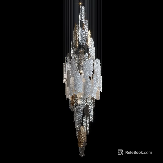 Elegant Modern Crystal Chandelier With Glass Drops And Metal Frame Design 3d model 