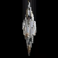 Elegant Modern Crystal Chandelier With Glass Drops And Metal Frame Design