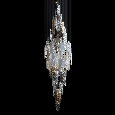 Elegant Modern Crystal Chandelier With Glass Drops And Metal Frame Design 3d model