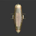 Vintage Airship With Weathered Fabric Wooden Platform And Red Yellow Lower Structure