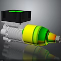 3D Model Industrial Mechanical Equipment With Black Top White Housing And Yellow Green Cone