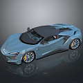 Blue Sports Car With Black Convertible Top Sleek Lines And Modern Alloy Wheels