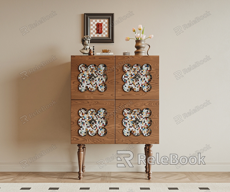 Antique Style Entrance Cabinet Decorative Cabinet Side Cabinet Jewelry Ornaments Decorative Painting Carpet model