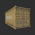 Yellow Container Building Structure With Metal Frame Latches And Texas Sign
