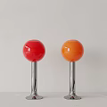 Modern Red and Orange Spherical Table Lamps with Silver Base on White Background 3d model