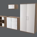 Modern Wardrobe Combination With Double Door Drawers And Storage Cabinets 3d model