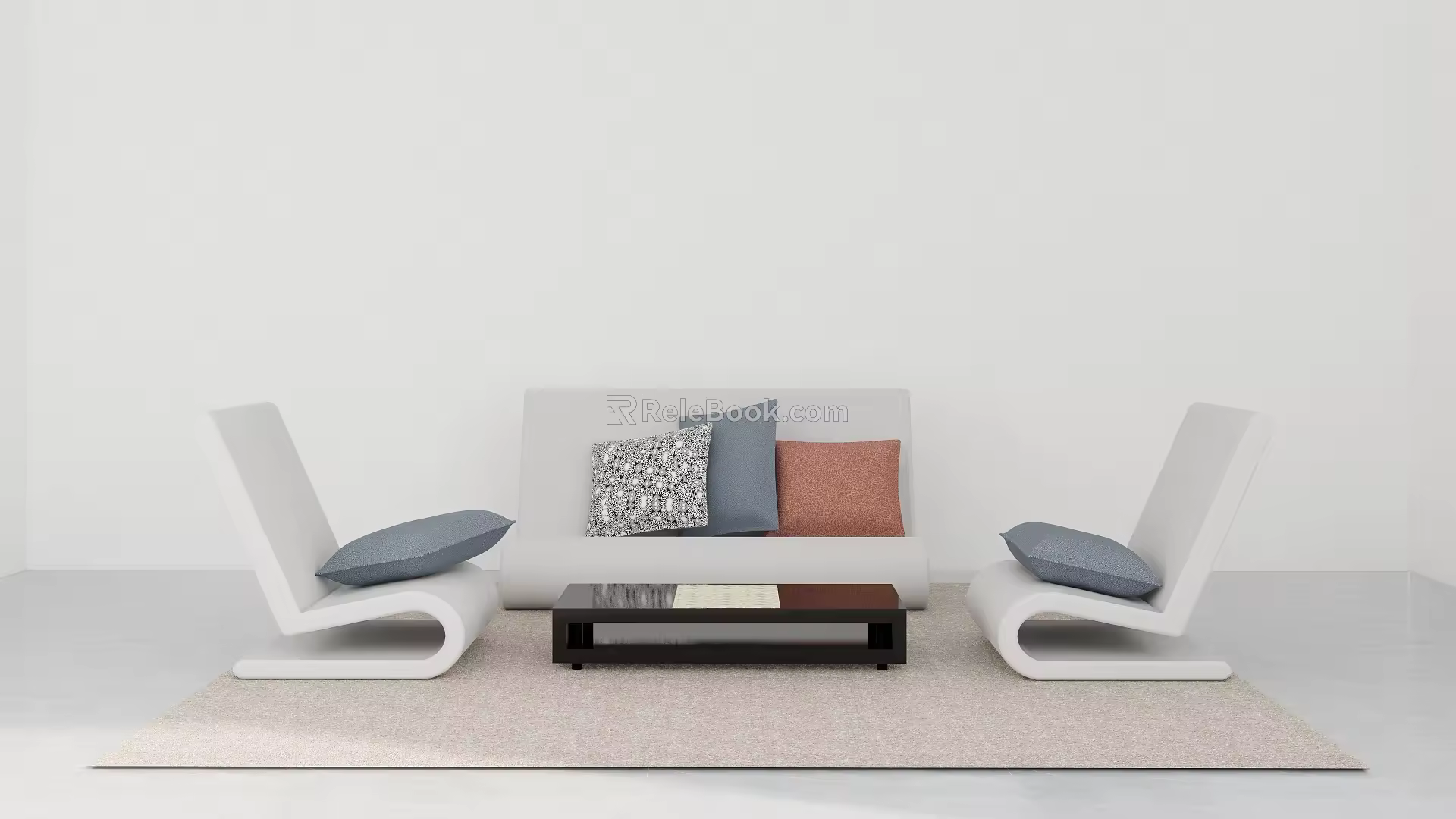 Small apartment sofa combination 3d model