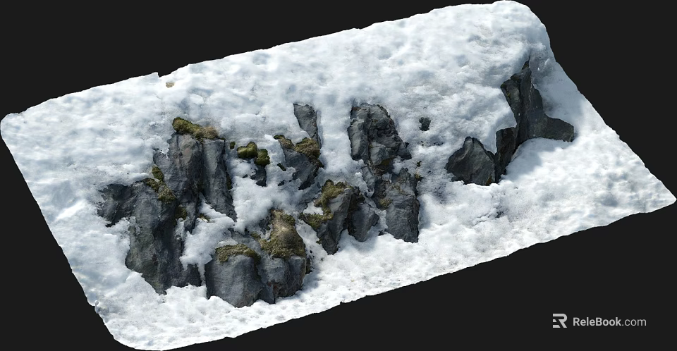 Scenic Winter Landscape With Snow Covered Rocks And Natural Textured Surfaces 3d model 
