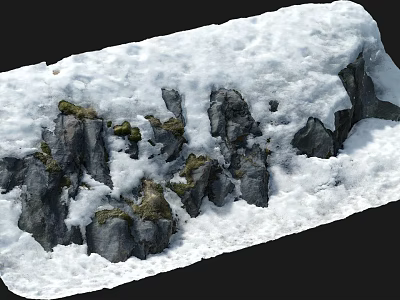 Scenic Winter Landscape With Snow Covered Rocks And Natural Textured Surfaces 3d model