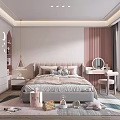 Cozy Kids Room Interior With Striped Walls Pastel Tones Bed And Playful Decor
