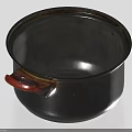 Black Kitchen Pot With Red Handle For Stove Top Cooking Use 3d model