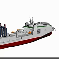 Modern White Red Hull Vessel With Deck Cranes And Antenna Structure
