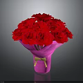 Bright Red Carnations Bouquet in Pink Wrapping with Yellow Ribbon Bow