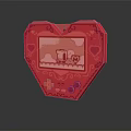 Heart Shaped Red Electronic Game Console With Cartoon Screen And Control Buttons
