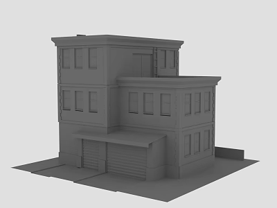 Detailed Modern Multi Story Building Model With Windows And Garage Door 3d model