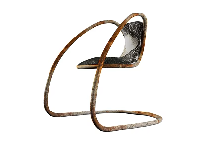 Unique Design Leisure Chair With Curved Metal Frame And Leather Seat Backrest 3d model
