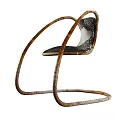 Unique Design Leisure Chair With Curved Metal Frame And Leather Seat Backrest