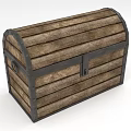 Antique Wooden Storage Chest With Metal Straps And Distressed Wood Texture