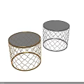 Modern Circular Side Table With Gold And Silver Metal Mesh Design 3d model