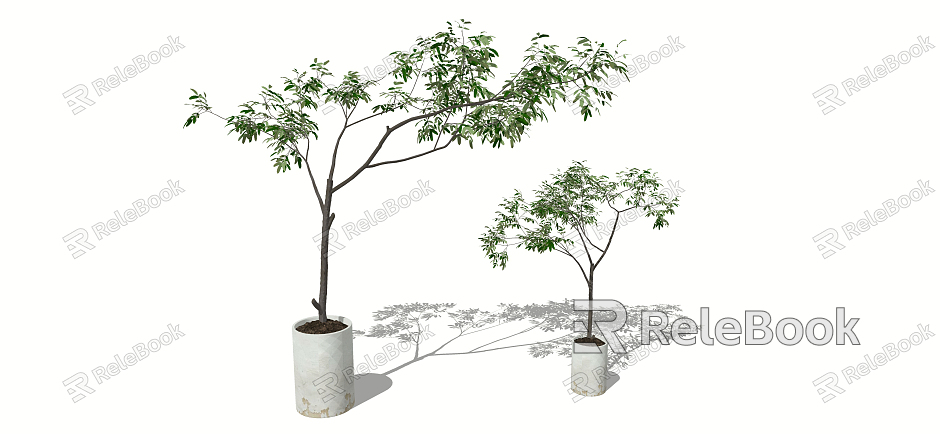 Modern potted plants potted landscape trees green plants bonsai model