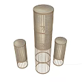 Modern Three Cylindrical Floor Lamps With Grid Structure In Different Heights 3d model