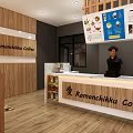 Modern Café With Glass Front Open Design Interior Tables And Wooden Counter