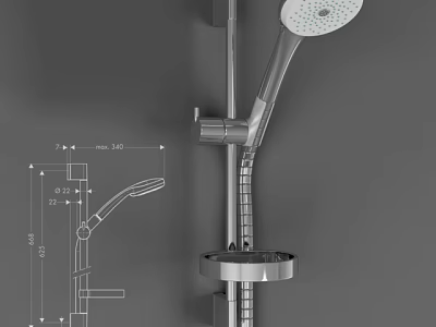 Modern Shower Head Fixture With Handheld Sprayer Overhead Shower And Storage Shelf 3d model