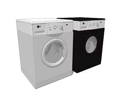 White And Black Washing Machines With Modern Design For Home Use 3d model