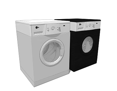 White And Black Washing Machines With Modern Design For Home Use 3d model