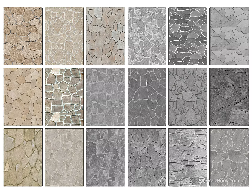 Garden Path Paving with Various Stone Textures and Color Design Options 3d model