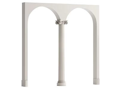 Classical White Column With Ornate Capital And Arched Doorways Design 3d model