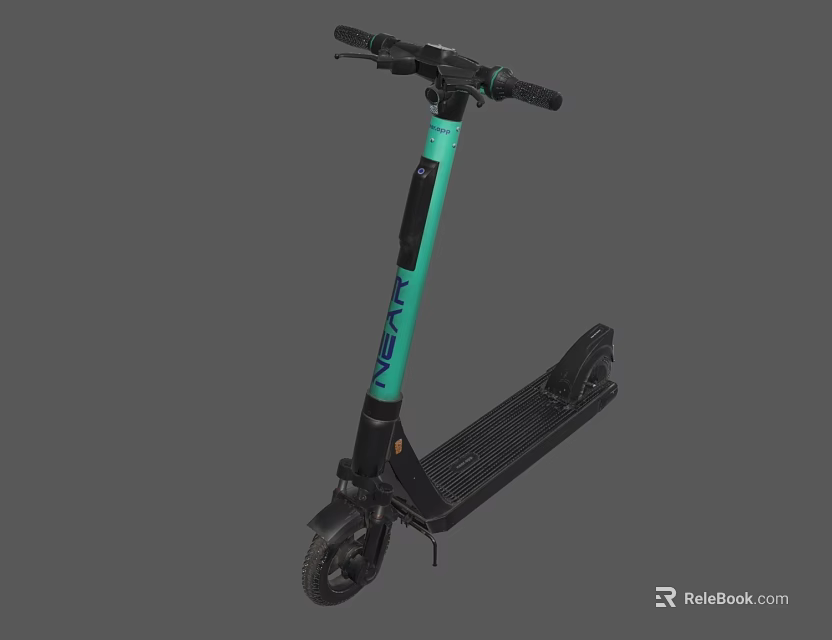 NEON Electric Scooter With Black And Teal Frame Sleek Handlebar And Durable Deck 3d model 