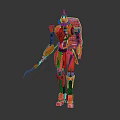 Red Mechanical Robot Character With Futuristic Armor And Weapon In Sci Fi Design