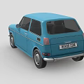 Vintage Blue Compact Car With Classic Retro Design And Smooth Exterior