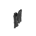 Black Long Fur Collar Belted Coat with Front And Back View Hanging On Hanger