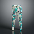 Stylish Green And White Tropical Plant Patterned Leggings For Women Fashion Wear