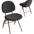 Modern Minimalist Black Dining Chairs With Upholstered Seat And Metal Wooden Legs