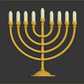 Household Decorative Candelabra Yellow Base With Multiple White Candles For Home Decoration And Lighting