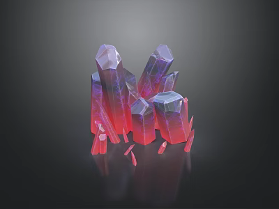 Floor Display Stack With Purple Pink Crystal Clusters On Black Shiny Background 3d model
