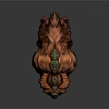 Game Movie Character With Red Fur And Green Stone Back Fierce Monster Design