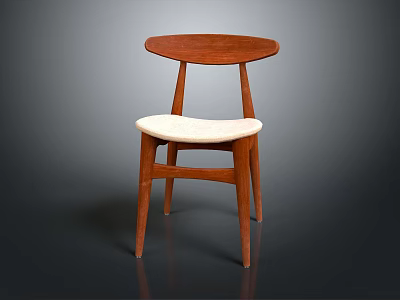 Elegant Minimalist Wooden Chair With Curved Backrest And Light Colored Seat 3d model