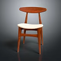 Elegant Minimalist Wooden Chair With Curved Backrest And Light Colored Seat