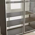 Modern Black Wine Cabinet With Glass Doors Metal Legs And Shelves In Bright Room