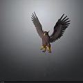 A Purple Eagle With Spread Wings Yellow Beak And Claws Standing Against Dark Background