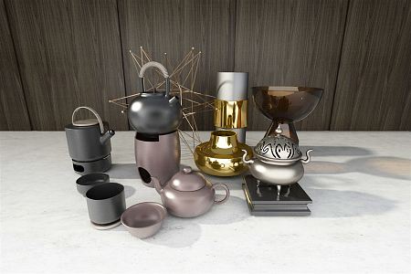 Modern Tea Set Tea Table Ornaments 3d model